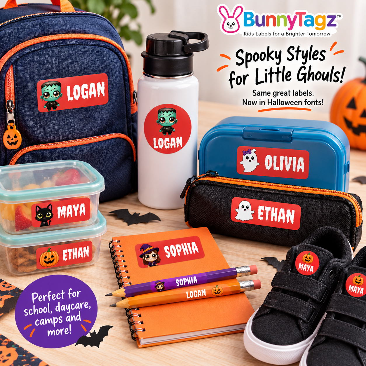 Halloween Mini Essentials – Kids Halloween Name Labels by BunnyTagz